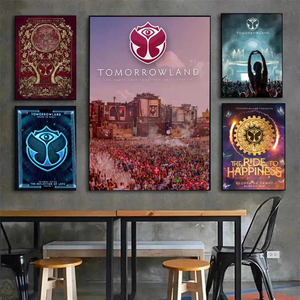 Electronic Music Festival T-Tomorrowland Poster Painting Wall Art Mural for Living Room Home Decor and Gifts