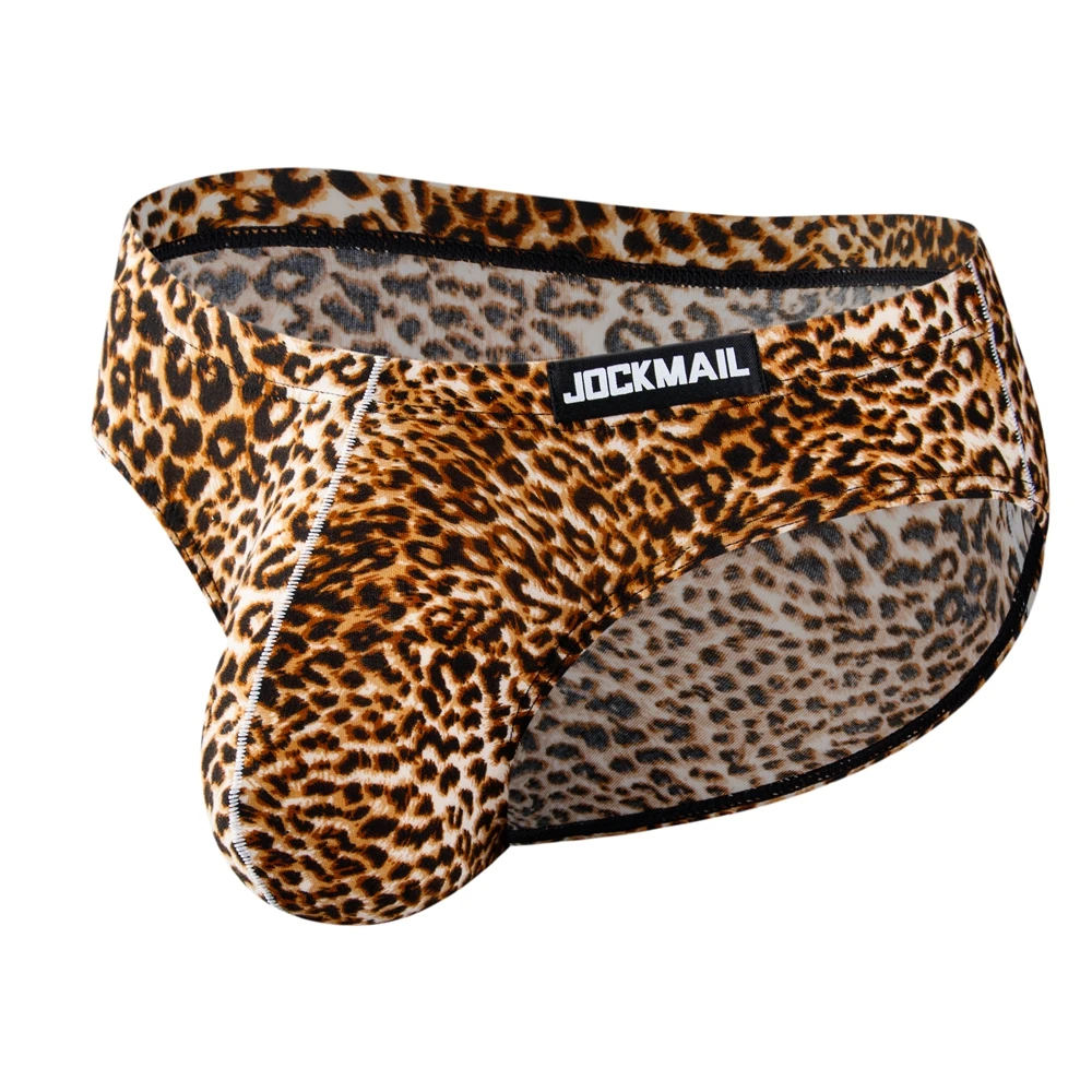 Jockmail New Men Boy Male Leopard Briefs Bikini Big Pouch Panties Men\'s Trunks Men\'s Underwear Beachwear Shortstrunk Underpants