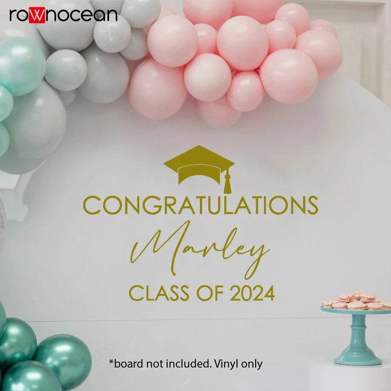 Graduation Party Decal for Entrance Sign Congratulations Class of 2024 Vinyl Decal for Balloon Arch Sign Grad Party Decal E869