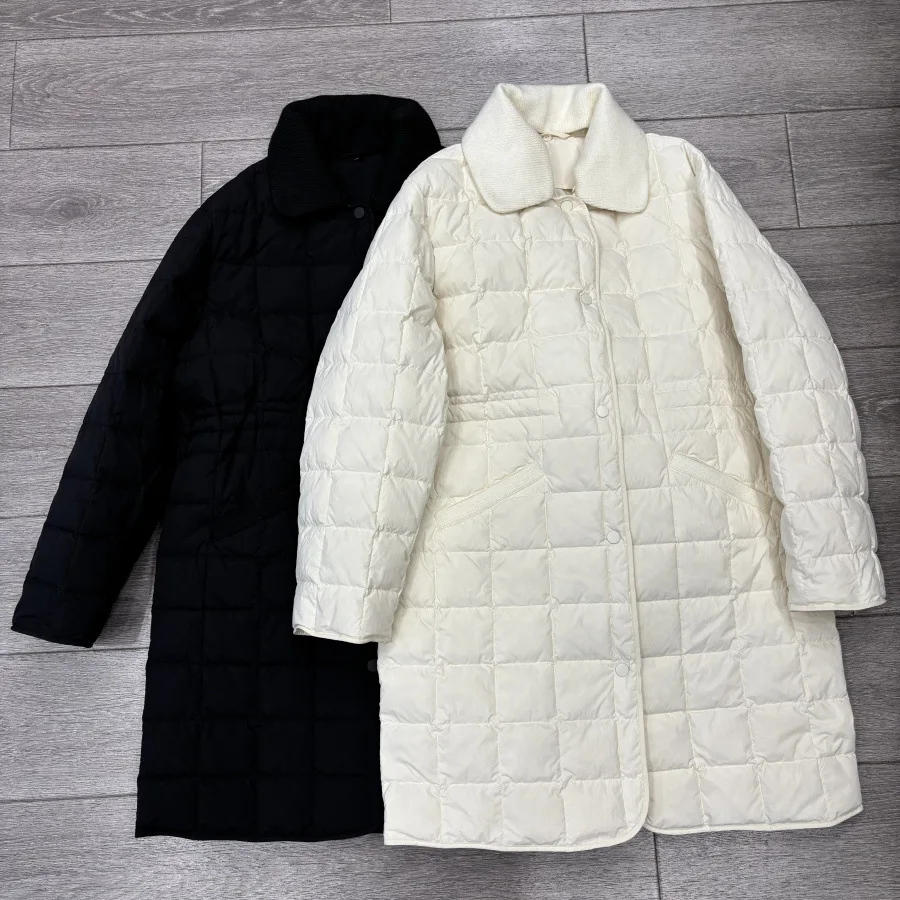 90 doudoune en duvet de canard blanc pour femme, Parka chaude à revers mi-long, légère, à la mode, nouvelle collection automne hiver