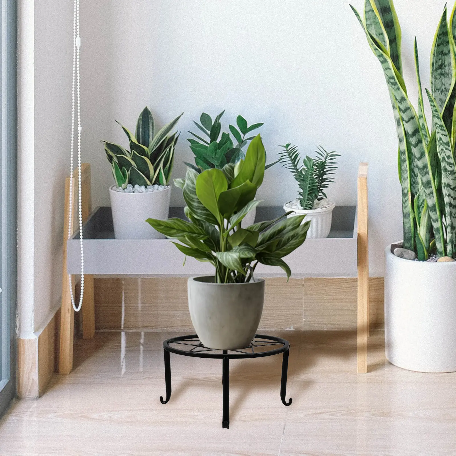 1Pcs Heavy-Duty Iron Balcony Plant Pot Stand for Indoor Outdoor Use Sturdy Potted Plant Rack Decorative Flowerpot Display Shelf