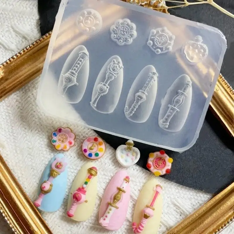 Moule à ongles en Silicone 3D de qualité supérieure, conception d'ours à nœud crème, parfait pour l'art des ongles et le manucure à faire soi-même