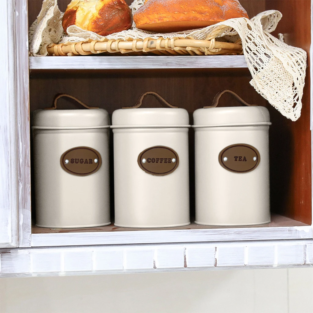 3-Piece Set Storage Canisters Nordic for Kitchen Countertop Spice Jars