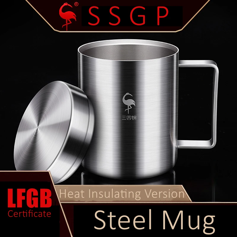 Taza de acero inoxidable 316L con certificación LFGB, taza de agua antibacteriana 99.9%, taza de café a prueba de polvo y aislamiento térmico para oficina