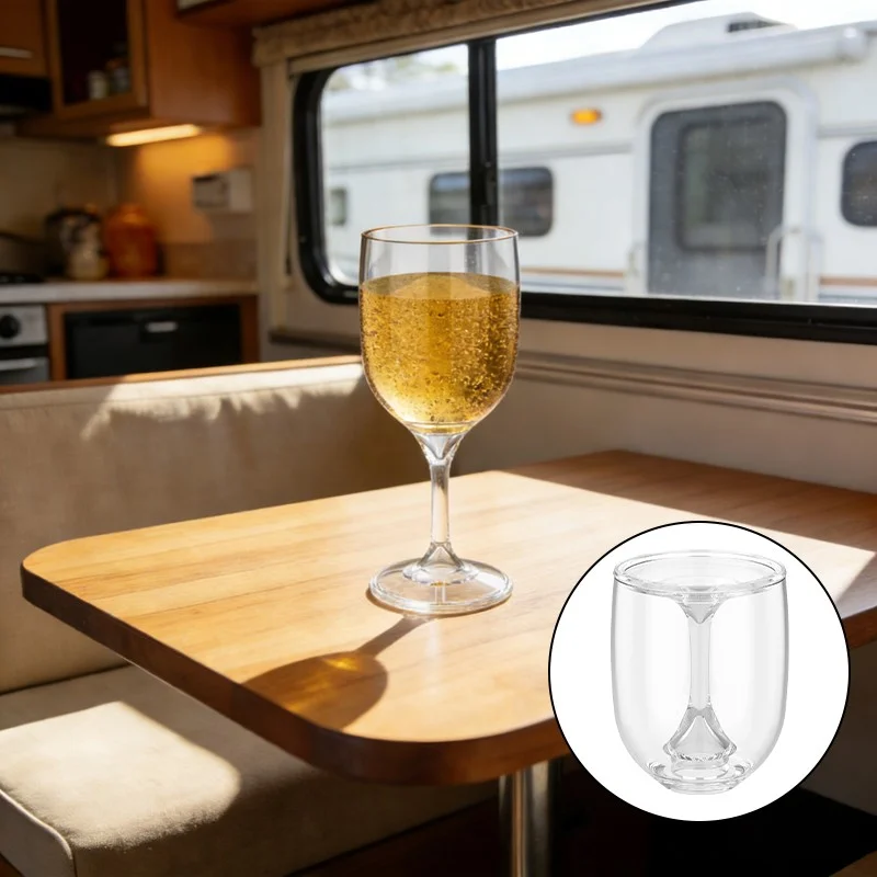 Copa de vino tinto plegable de 200ml, copa de vino de plástico transparente, vasos de licor portátiles para viaje con tallo extraíble para caravanas