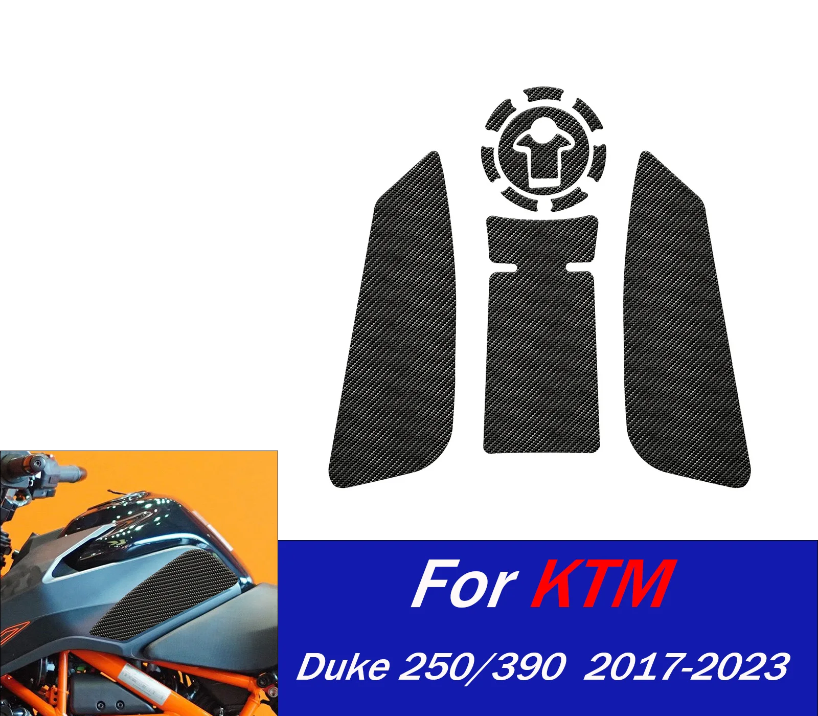 

Для KTM Duke250/Duke390 (2017-2023)- противоскользящие наклейки на топливный бак мотоцикла и крышка бензобака, защитная накладка для масла, аксессуары для мотоциклов