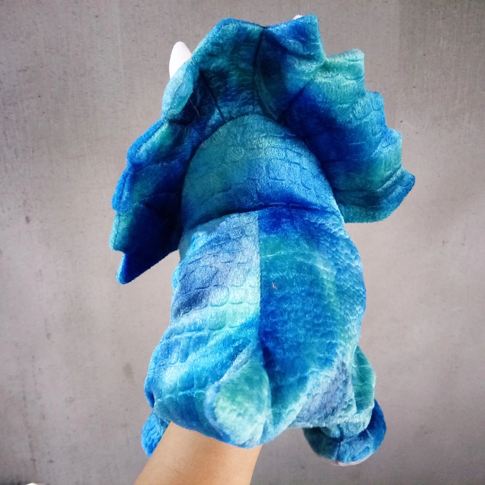 Marioneta de mano de dibujos animados, juguete de peluche, Triceratops, dinosaurio, animales, boca abierta, regalo suave relleno