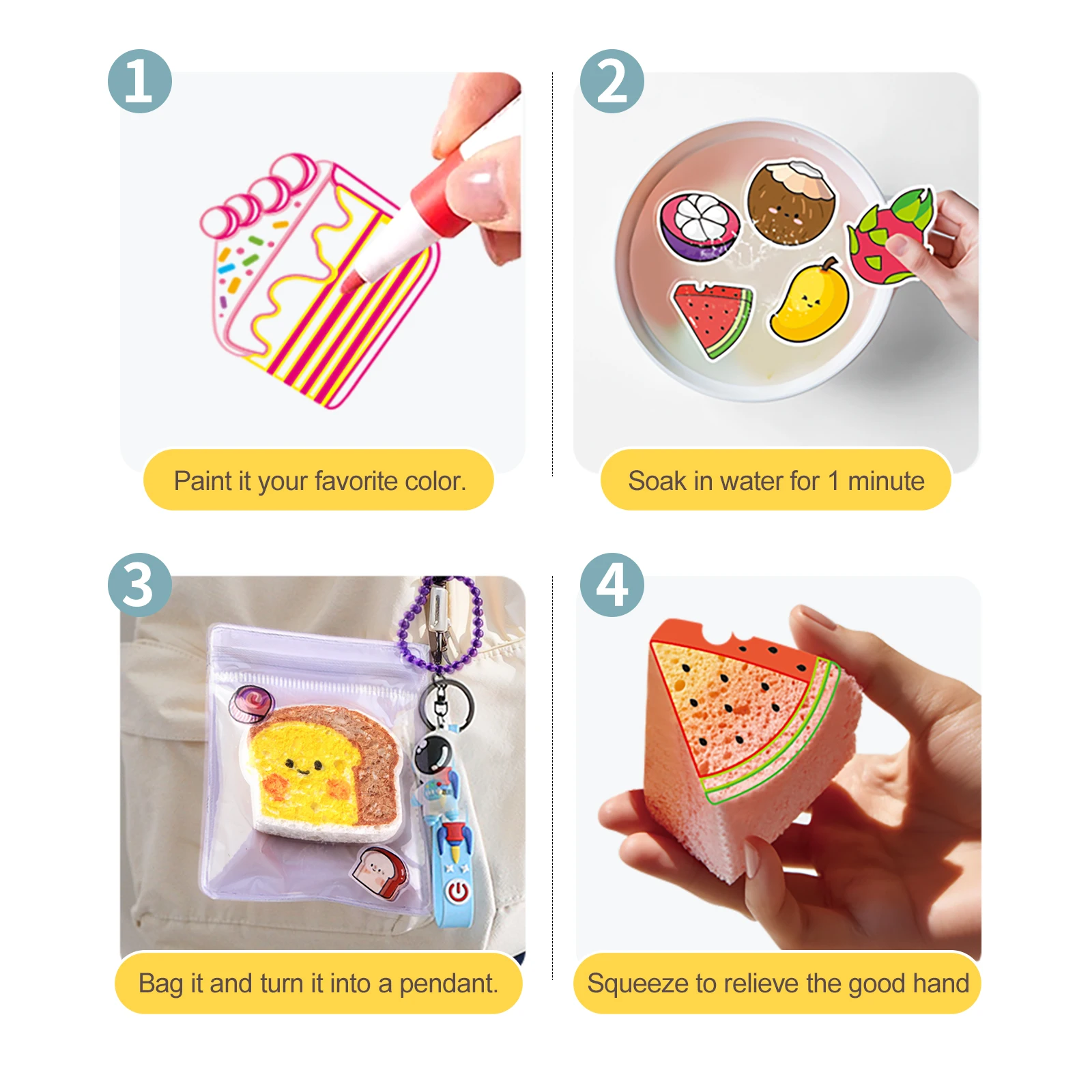 Kit blando de bricolaje de espuma 3D para niños, juguete interactivo para padres e hijos, formas de series de frutas y postres