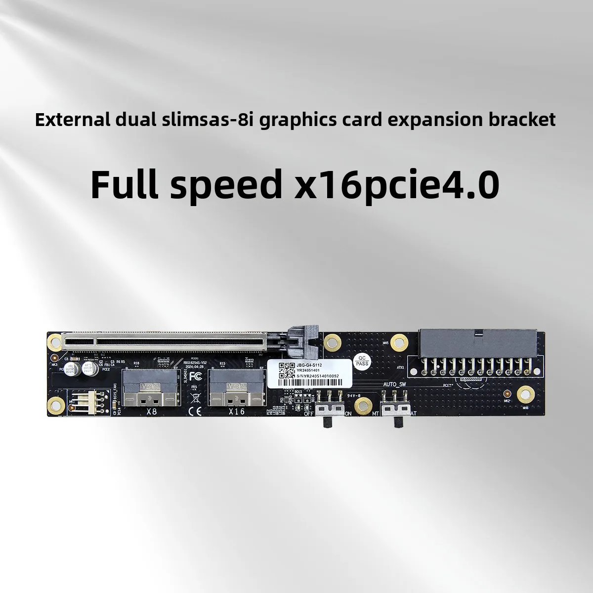 PCIe 4.0 X16 OcuLink SlimSAS GPU Dock/Bracket, External GPU Base Plate  Supply ATX SFX Power 24pin Black White 8611-8654 Cable