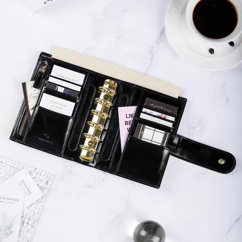 Smartfee Pocket A7 Planner 6 Rings Binders Oil Waxy Skin Genuine Leather Organizer Notebook Agenda