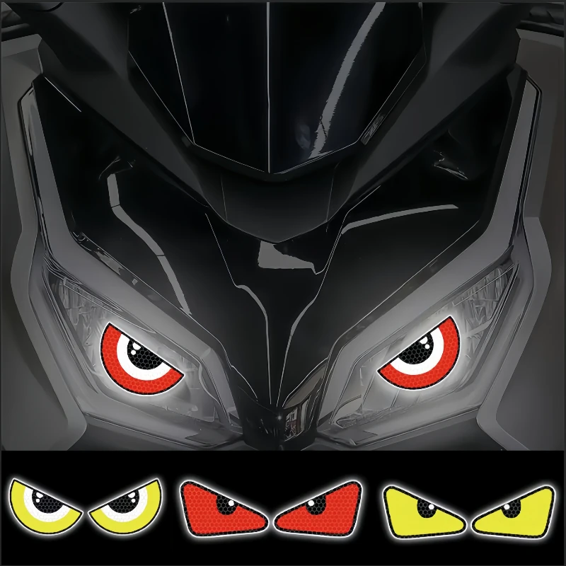 1PC Beast Eyes Reflektierende Motorrad Aufkleber Wasserdicht für Nacht Sicherheit DIY Motorrad Helm Kraftstoff Tank Scheinwerfer Vinyl Aufkleber