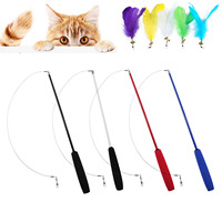 Cat Teaser Wands Interactive Retractable Fishing Pole Wand Cat Catcher Teaser Stick Rod Toy for Kitten Training Exercising