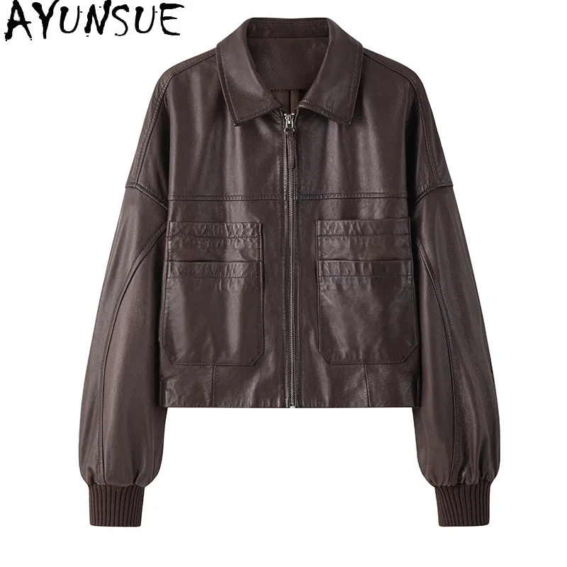 AYUNSUE veste en cuir véritable femmes printemps automne vêtements 100% peau De mouton femmes manteaux 2025 tannage végétal Jaqueta De Couro