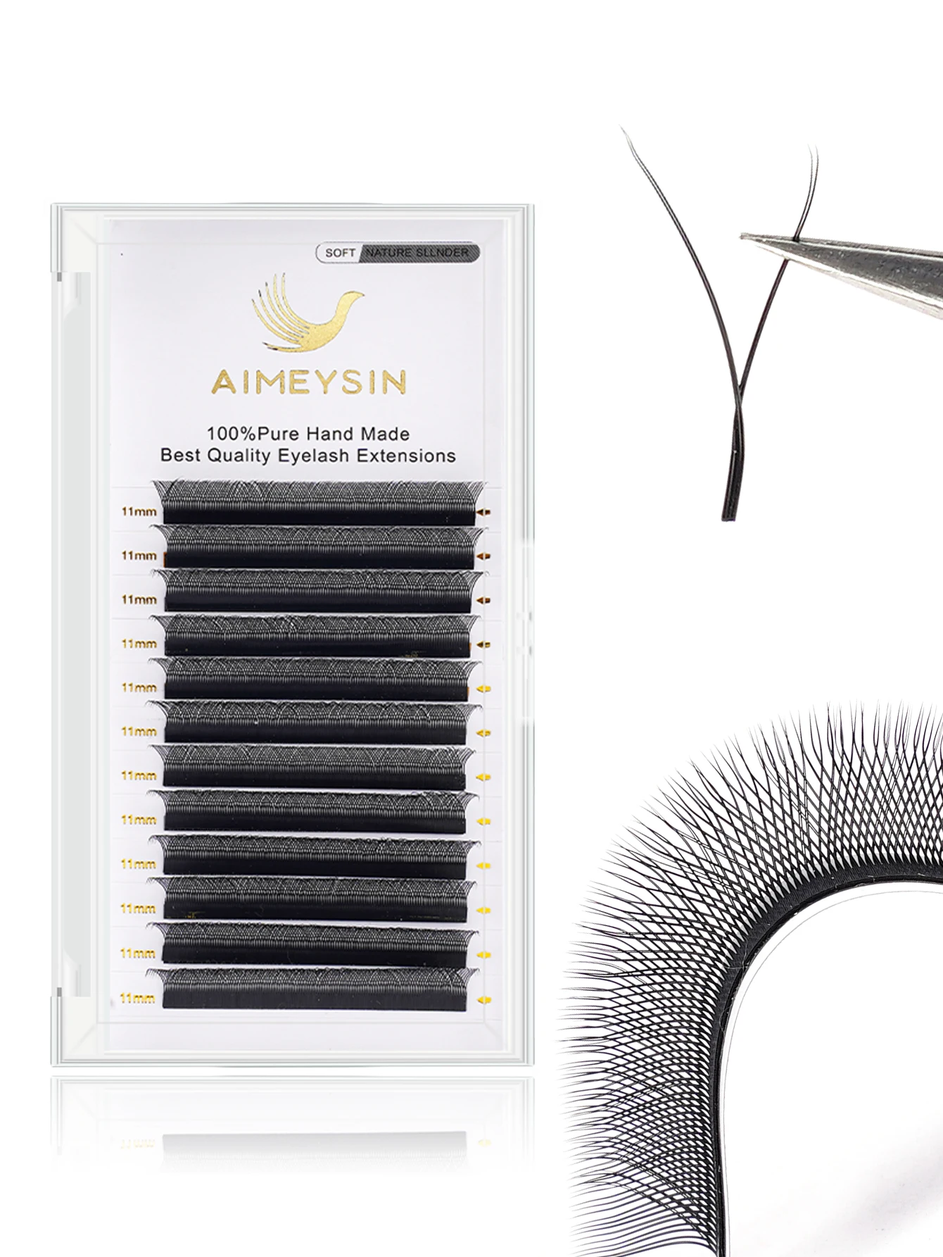 Aimeysin yy forma triplo dicas mão tecido premium luz suave natural cílios extensão suprimentos maquiagem malha net cruz chicote