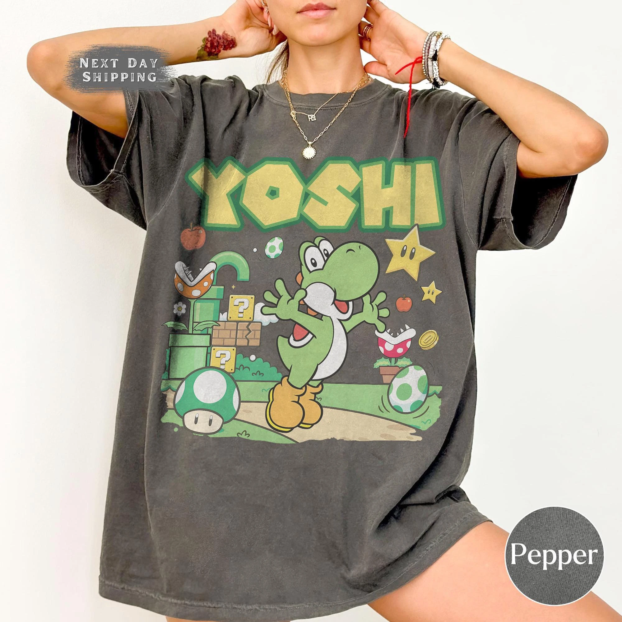 Camiseta Yoshi Super Mario, Linda Camiseta de Dinosaurio Nintendo, Nueva Camiseta de Verano 2026 para Hombre y Mujer, Moda Y2K Hip-hop, Camiseta Extra Grande de Algodón