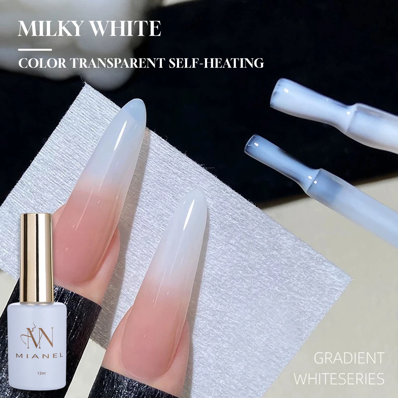 MIANEL 12ML  Nail Art Milky White New Style Milk White Protein White Gel Nail Polish Naked Jelly Ice-Clear White Nails