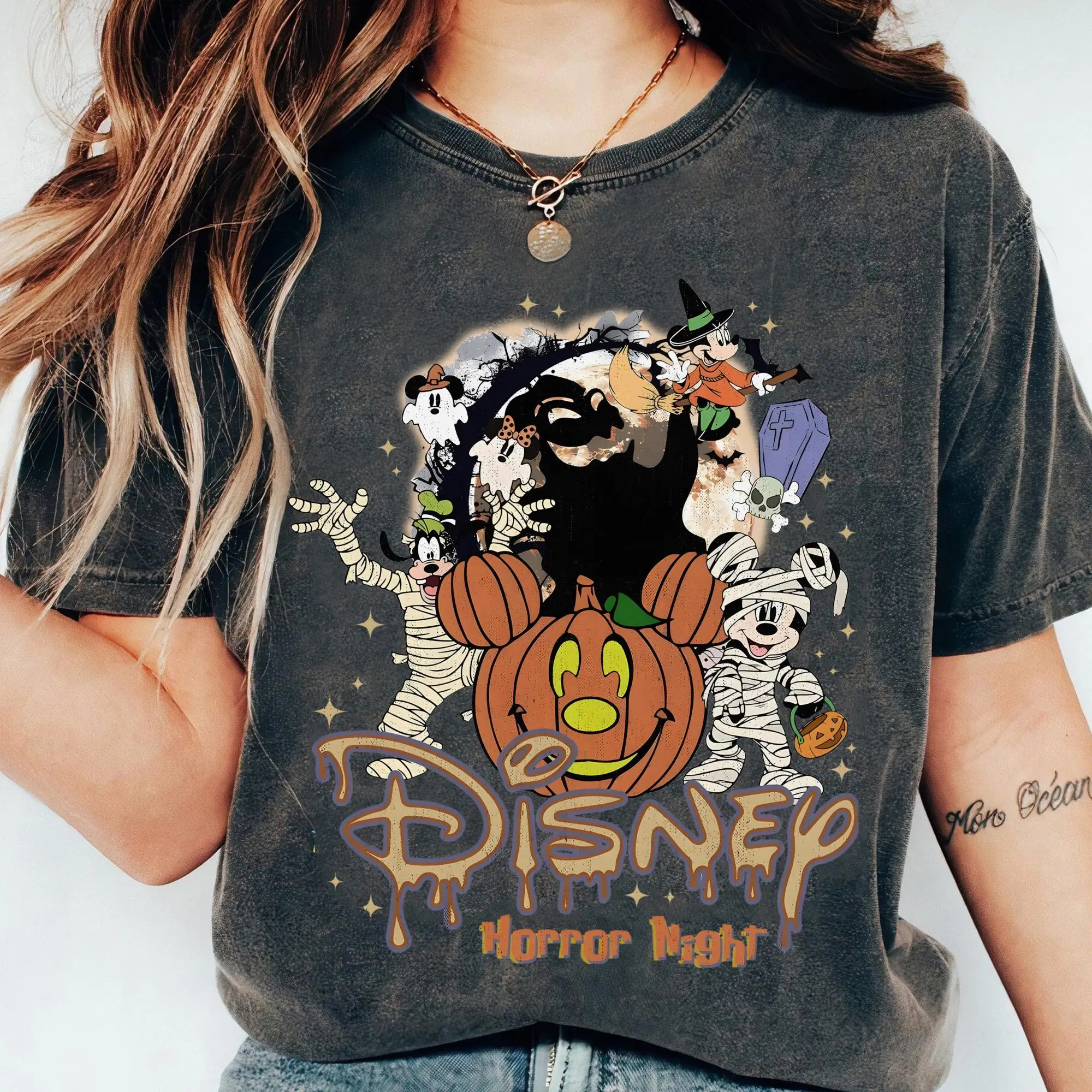 خمر ديزني الرعب ليلة قميص ديزني هالوين ميكي والأصدقاء تي شيرت ميكي ليس مخيف جدا حفلة الهالوين المحملة
