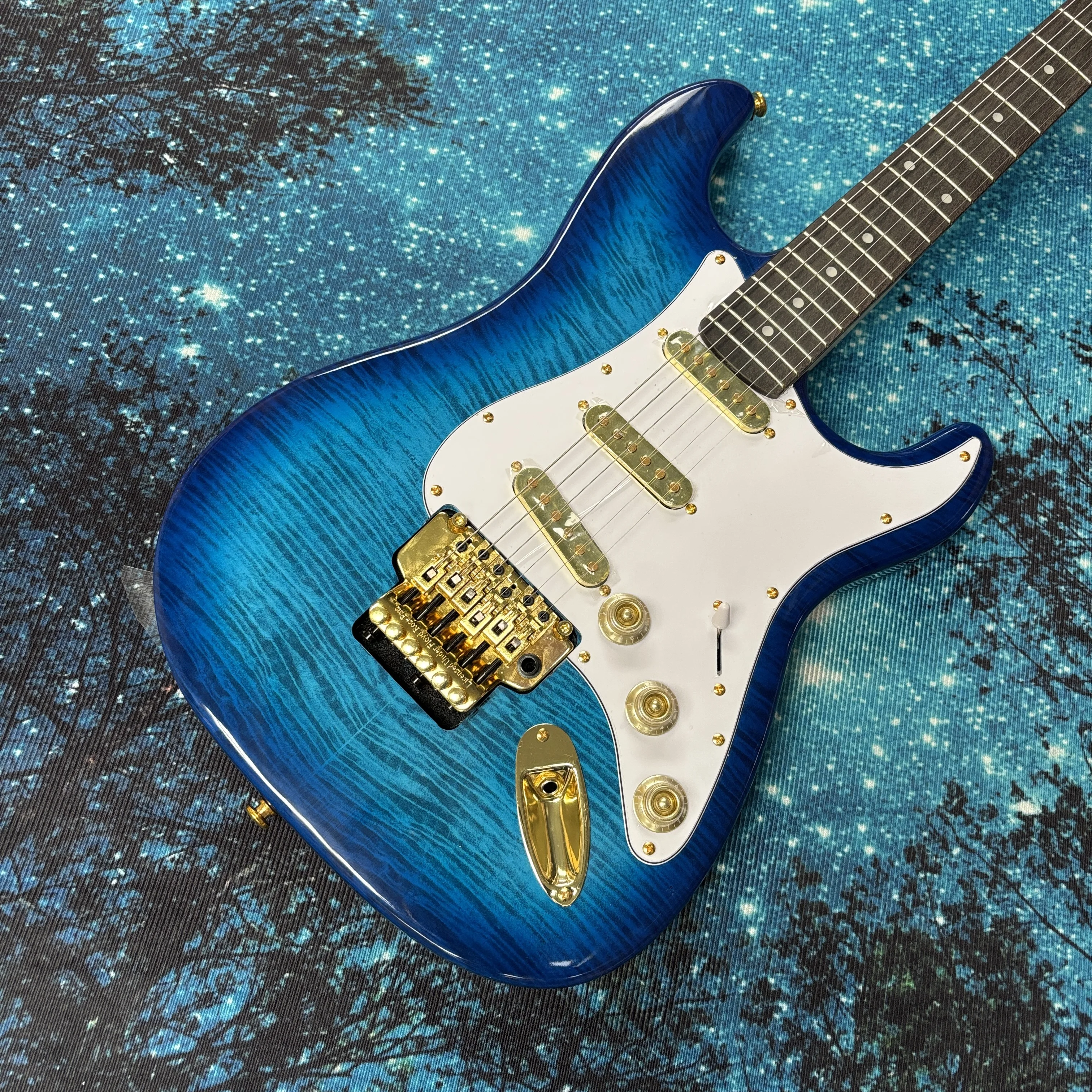 Blue electric guitar, rosewood fingerboard guitars, SSS pickup electric guitarra