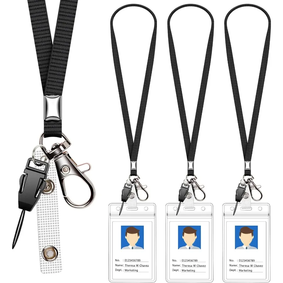 

3 Pack Neck Lanyard with ID Badge Holder Office Strap Lanyards Stainless Metal Swivel Hook for me Tag Badge Holders Keychains C