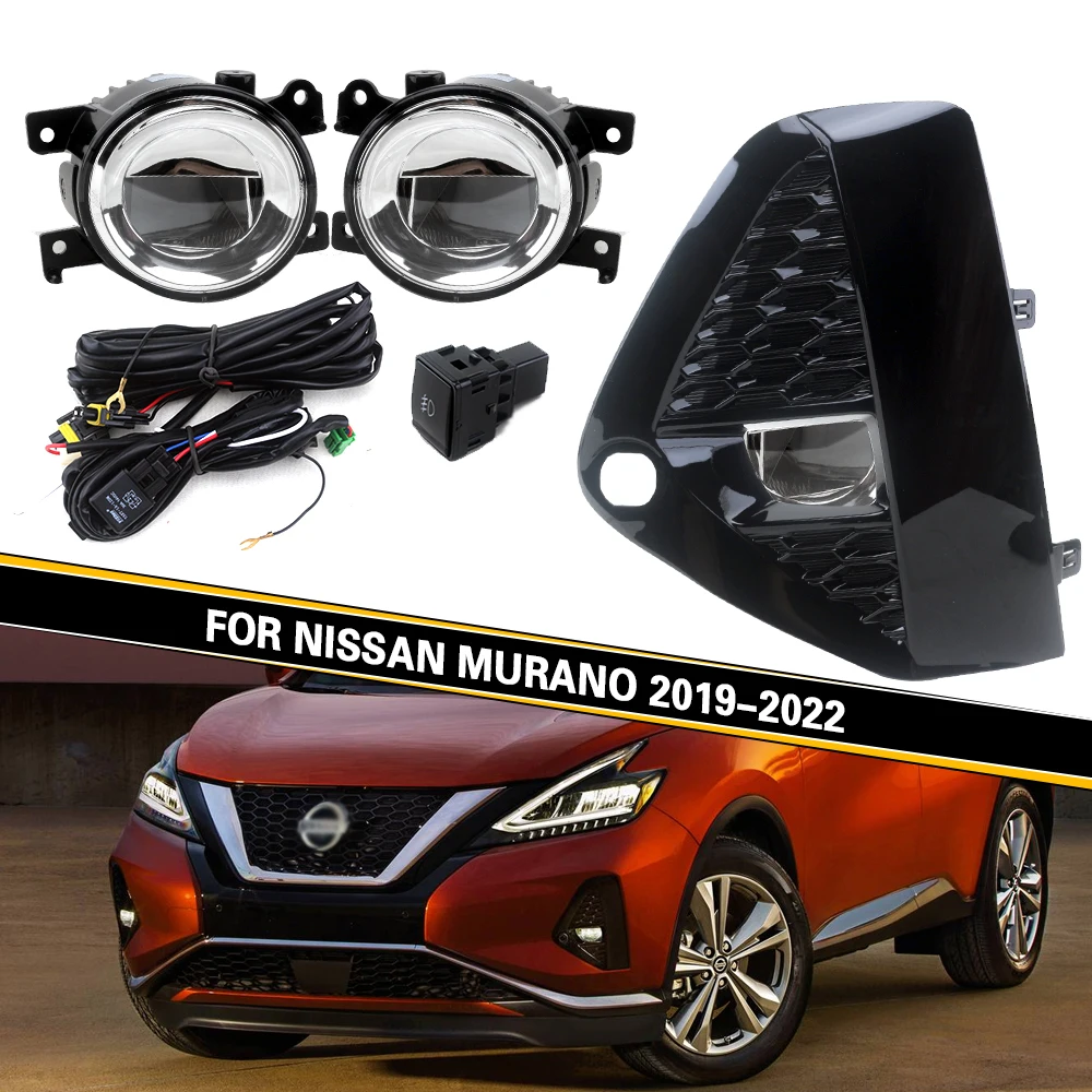 Front Bumper Fog Lamp Upgrade Kit FOR Nissan Murano 2019 2020 2021 2022 Version Additional Foglight Set Switch + Wiring