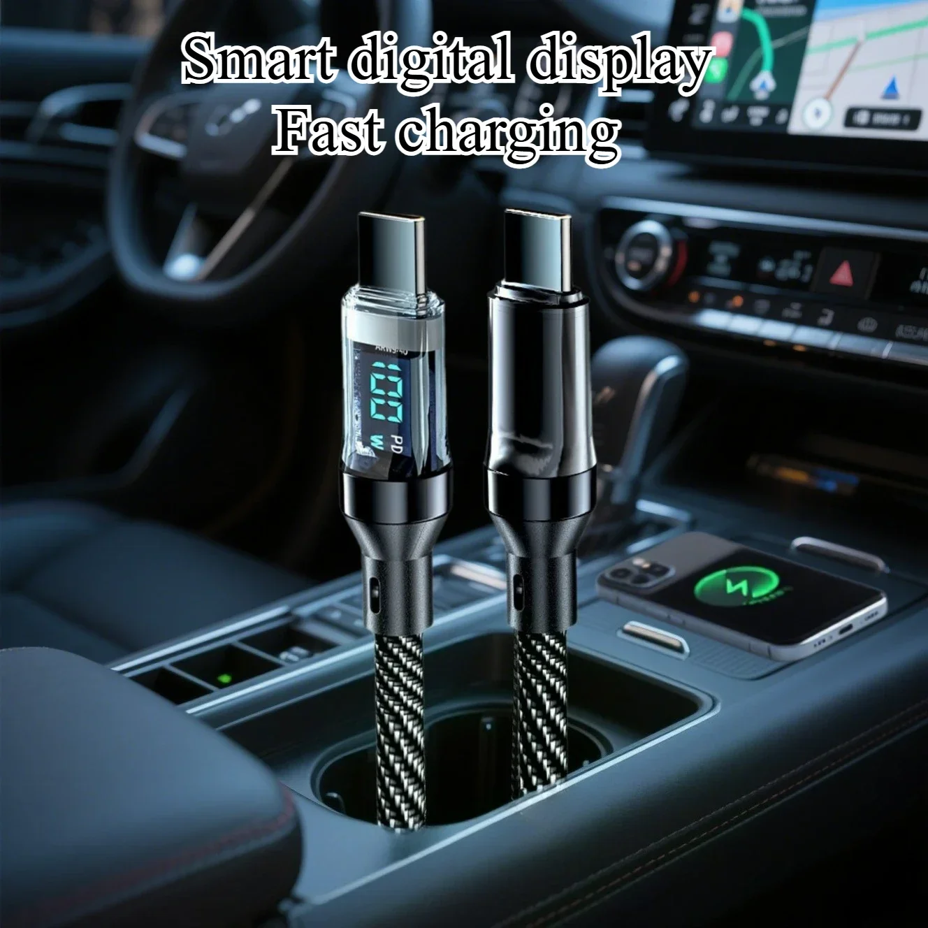 كابل شحن سريع ذكي 60 وات 120 وات شاشة LED USB C إلى C متوافق مع OPPO Find X Vivo Y Series iPhone 15 Huawei MacBook #2