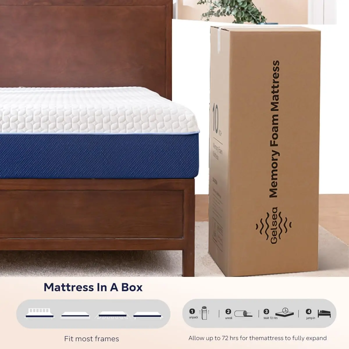 Bambino, materasso in memory foam da 8 pollici in una scatola, infusione di gel rinfrescante per il sonno più fresco, realizzato negli Stati Uniti, fodera traspirante, letto matrimoniale, 39"