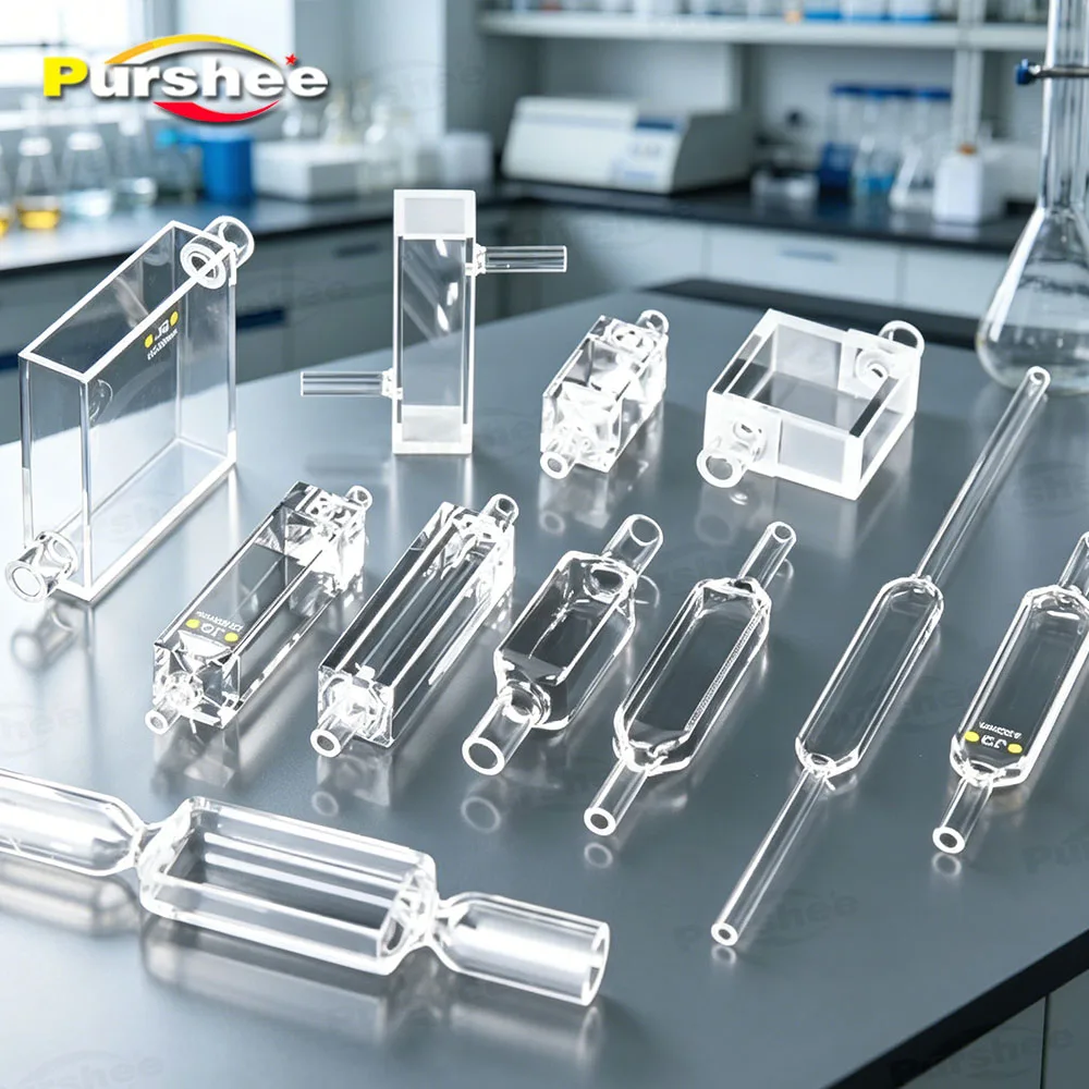 

0.2-10mm JGS1 Quartz Flow Cuvette Cell Through Cuvette Lab Spectrophotometer Complete Size Smooth Liquid Circulation Laboratory