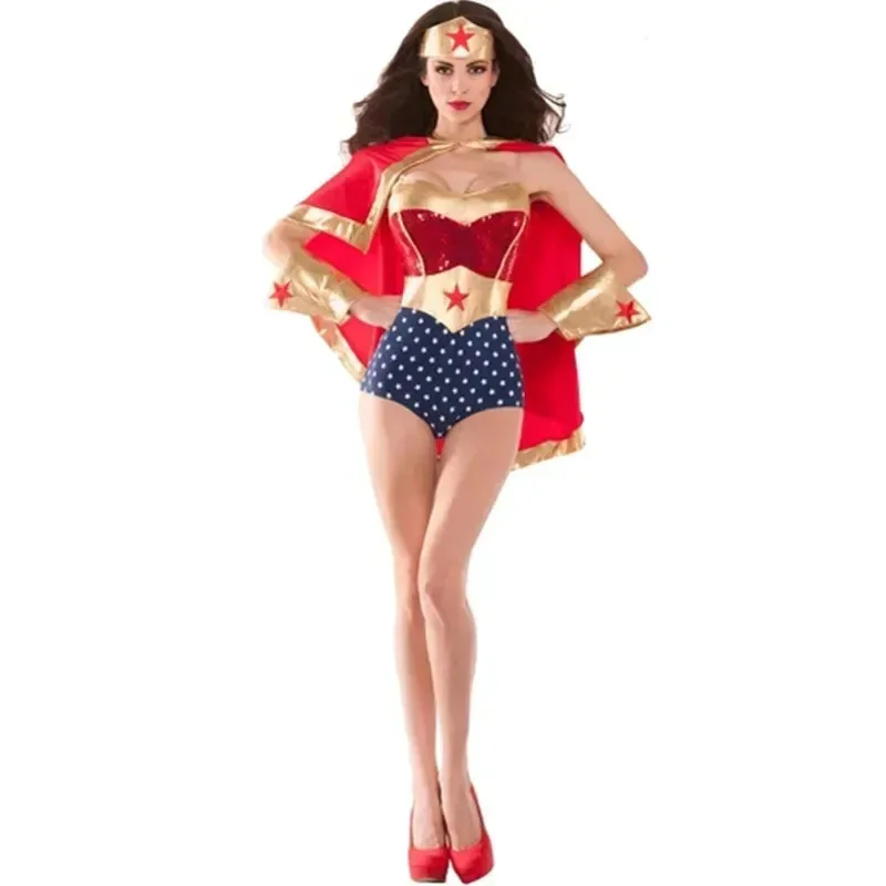 Kostum Cosplay Pahlawan Super Ajaib Pesta Karnaval Halloween Gaun Mewah Pertunjukan Panggung Pahlawan Amerika ob;8