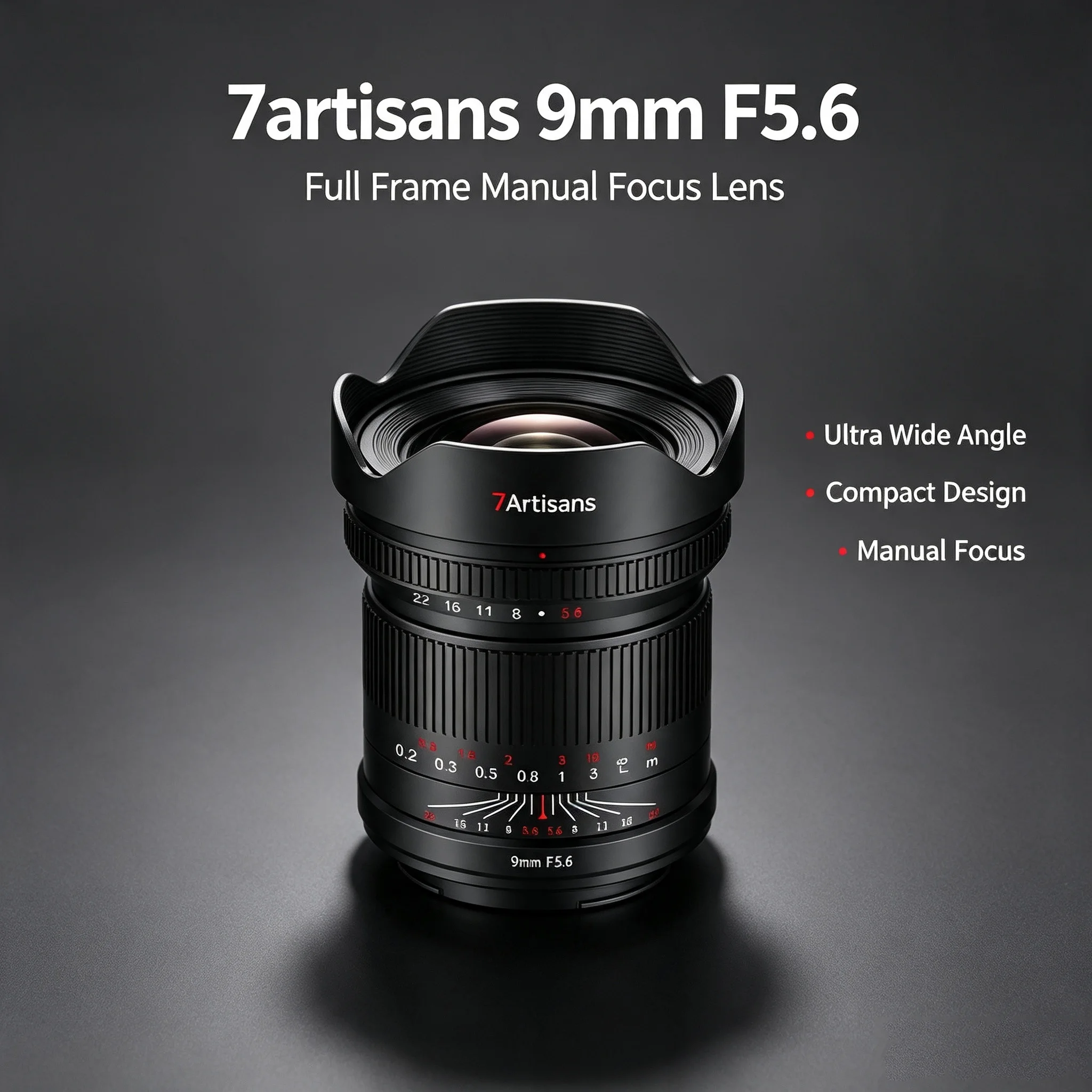 7artisans 9mm F5.6 Lens Full Frame Manual Focus Cameras Lens For Sony E Canon RF Nikon Z L Mirrorless Cameras