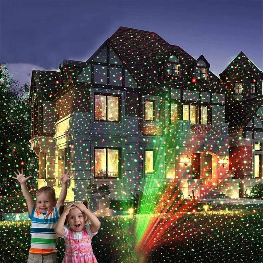 Projecteur Laser étoile ciel complet en mouvement, éclairage d'extérieur de paysage de jardin, rouge et vert, lumière de scène LED pour fête de noël