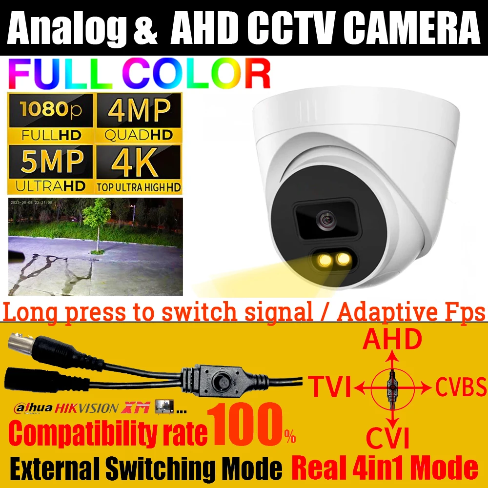 5MP 4MP 4K 1080P AHD Full Color Camera CCTV Auto Luminous Analog TVI/CVI 4in1 OSD Cable Switch Ultra HD Indoor Security Monitor