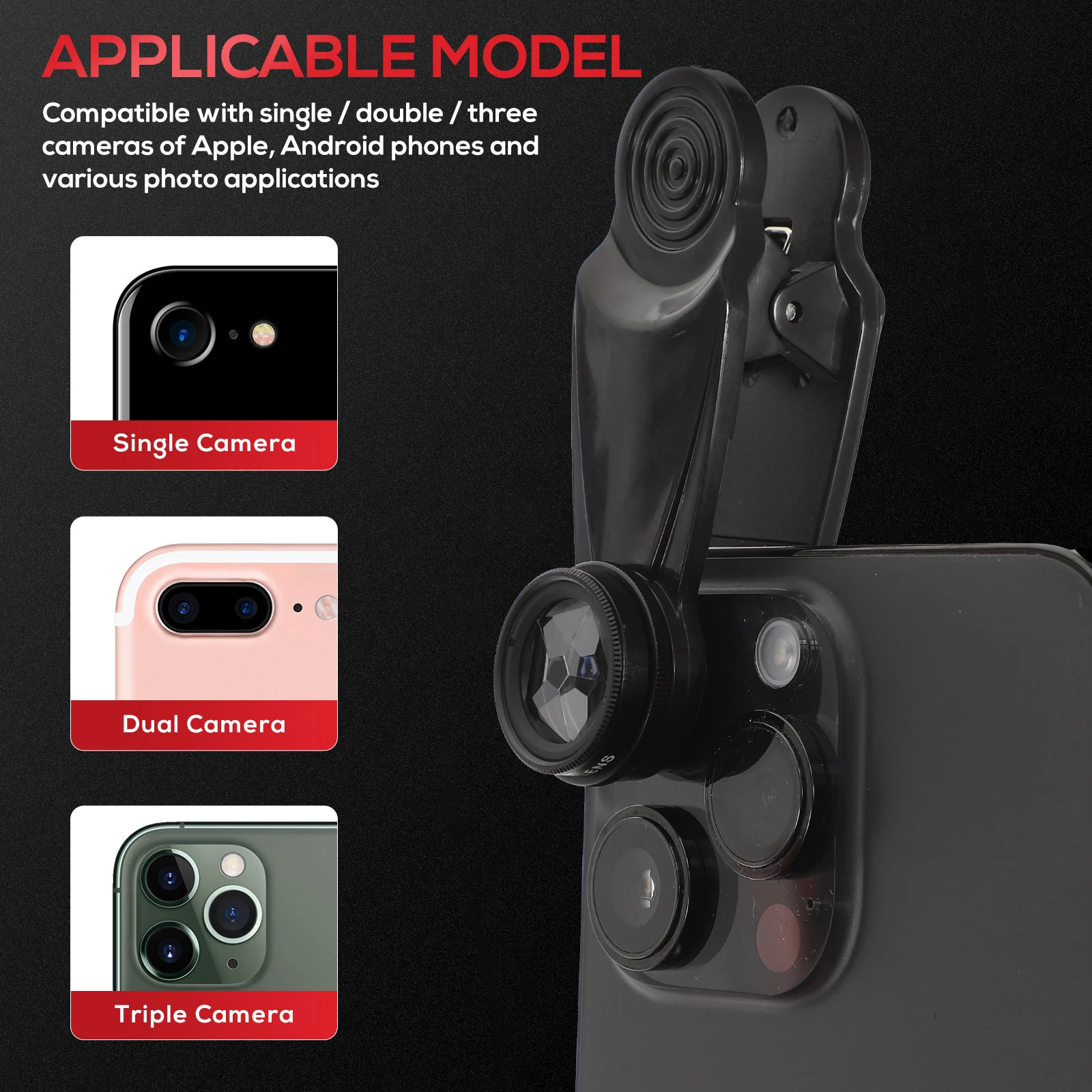 10 in Phone Lens Set Smartphone Wide Angle Fisheye Professional Camera 10-in-1 Mobile Kit Cell