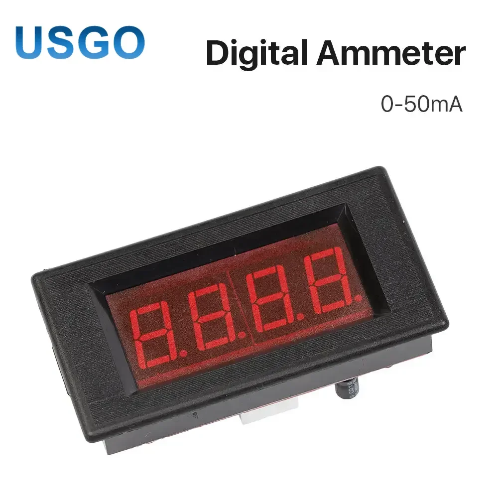 USGO 0-50mA LED Digital Ammeter DC Analog Panel Meter Current Gauge for CO2 Laser Tube Power Supply Cutting Engraving