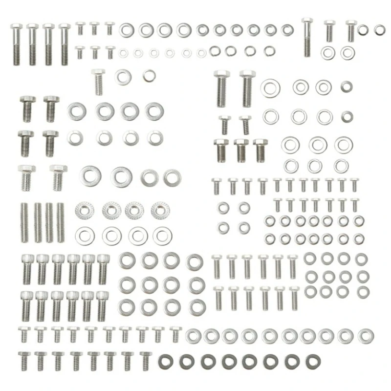 211 Pcs Nuts&Bolts,Small Block Engine HEX Bolt Kit For Chevy SBC 265 283 302 305 307 327 350 400 Engine-N26R