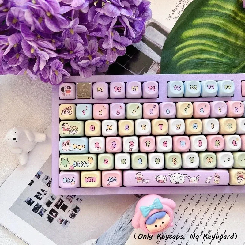 Mechanical Keyboards Keycaps Cartoon Crayon Shin-chan Theme Keycap 135 Keys Set MOA Height Sublimation PBT Material Keycap