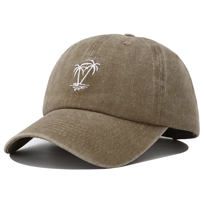 2023 New Designer Coconut Tree Embroidered Cap Women Cotton Baseball Hat Vintage Black Snpack Hats for Men Dropshipping
