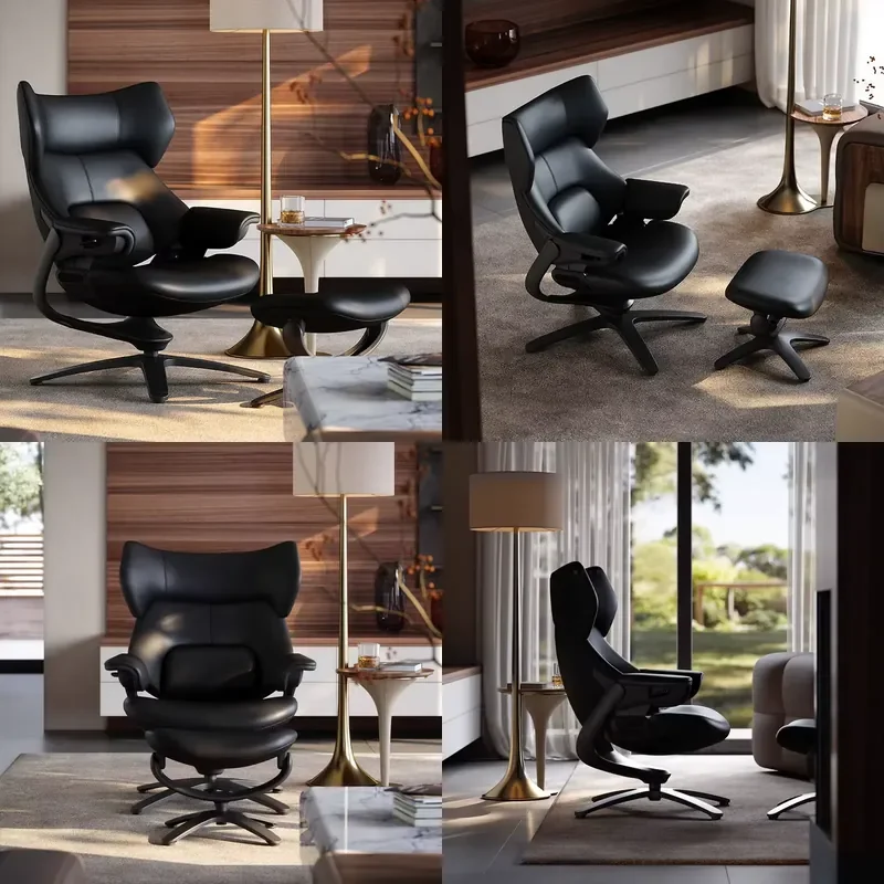 Modern Ergonomic Leather Swivel Office Chair with Adjustable Seat Height-Home Office & Hotel Commercial Use