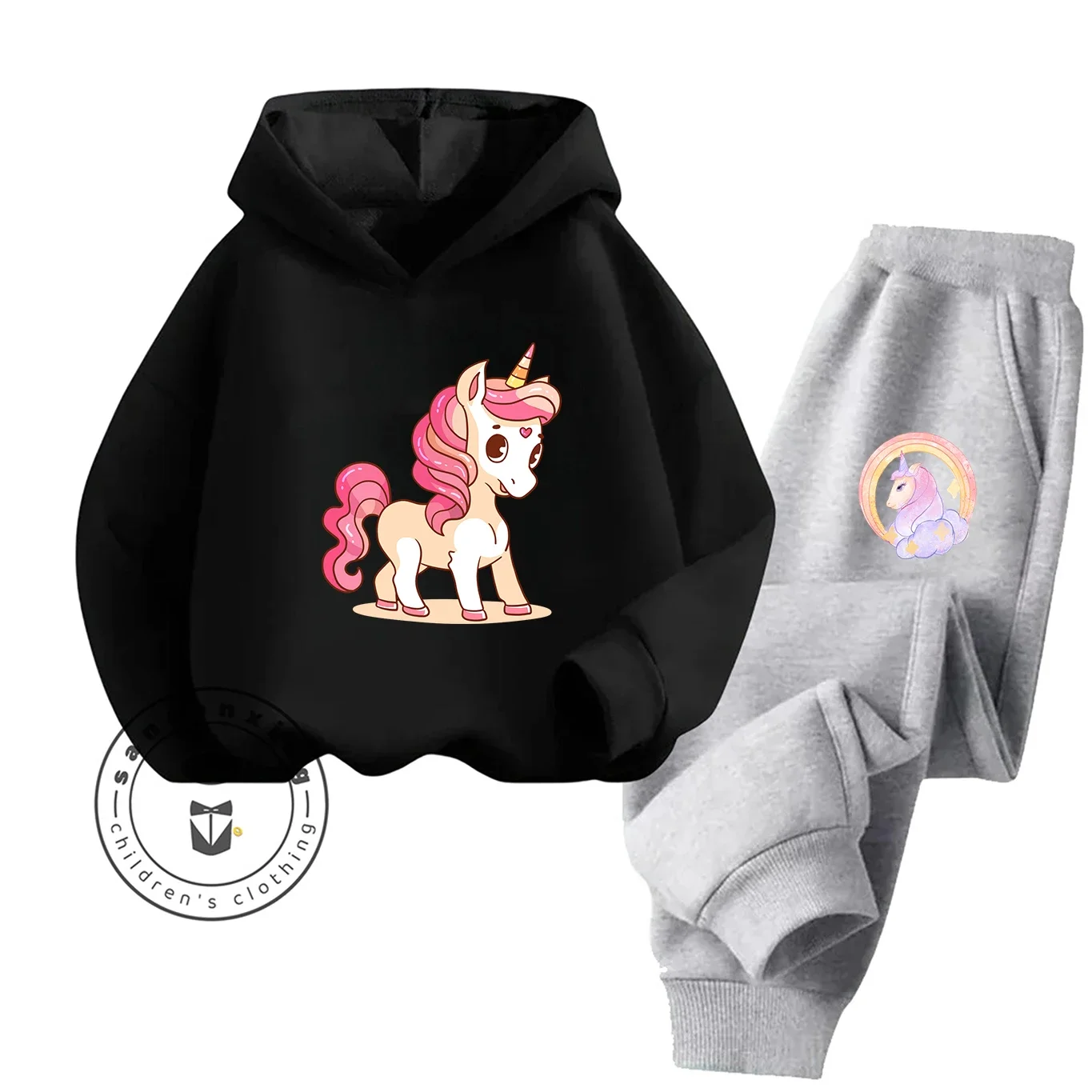 يونيكورن 2D الكرتون طباعة هوديي مجموعة Hot البيع 2025 موضة جديدة عادية الخريف الشتاء للمراهقين الأطفال بنين بنات #3