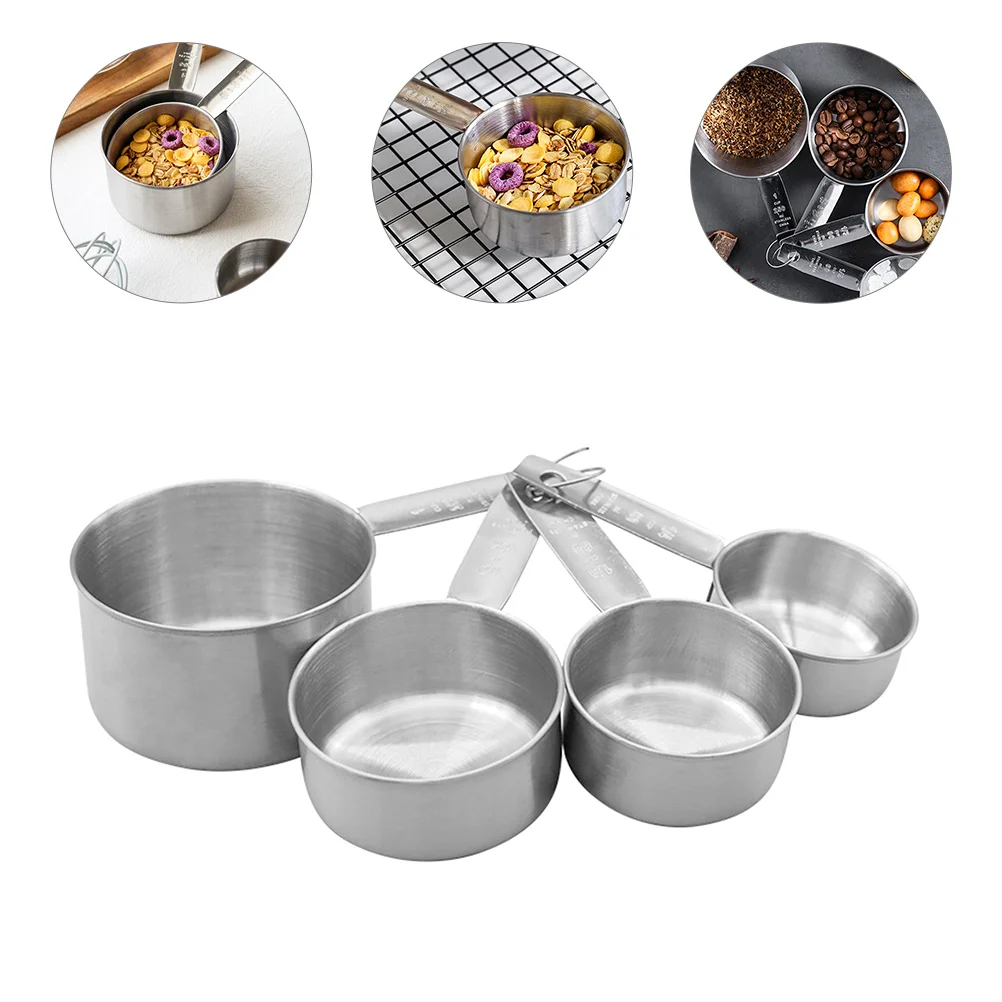 

4 Pcs Measuring Spoon Set Teaspoon Stainless Steel Measure Cup Spoons Kitchen Tablespoon Coffee