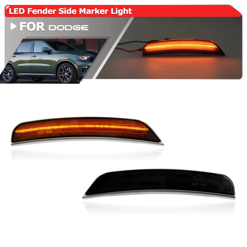 

2x дымчатый обновленный светодиодный боковой габаритный фонарь на крыло, замена для 2021-2025 2026 Dodge Durango, отражатель сигналов автостоянки
