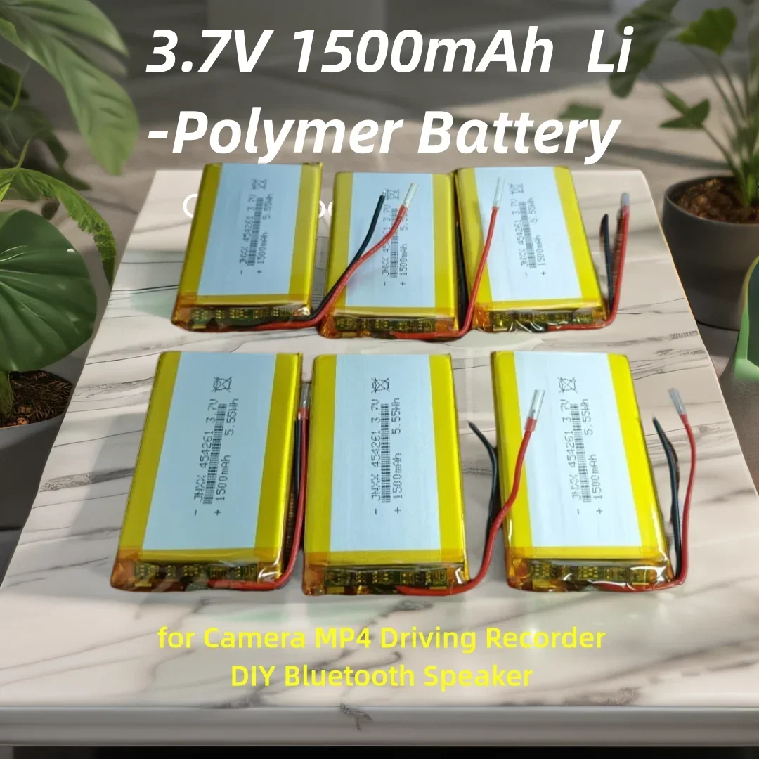 454261Battery 3.7V 1500mAh  Li-Polymer Lithium Lipo Rechargeable Batteries for Camera MP4 Driving Recorder DIY Bluetooth Speaker