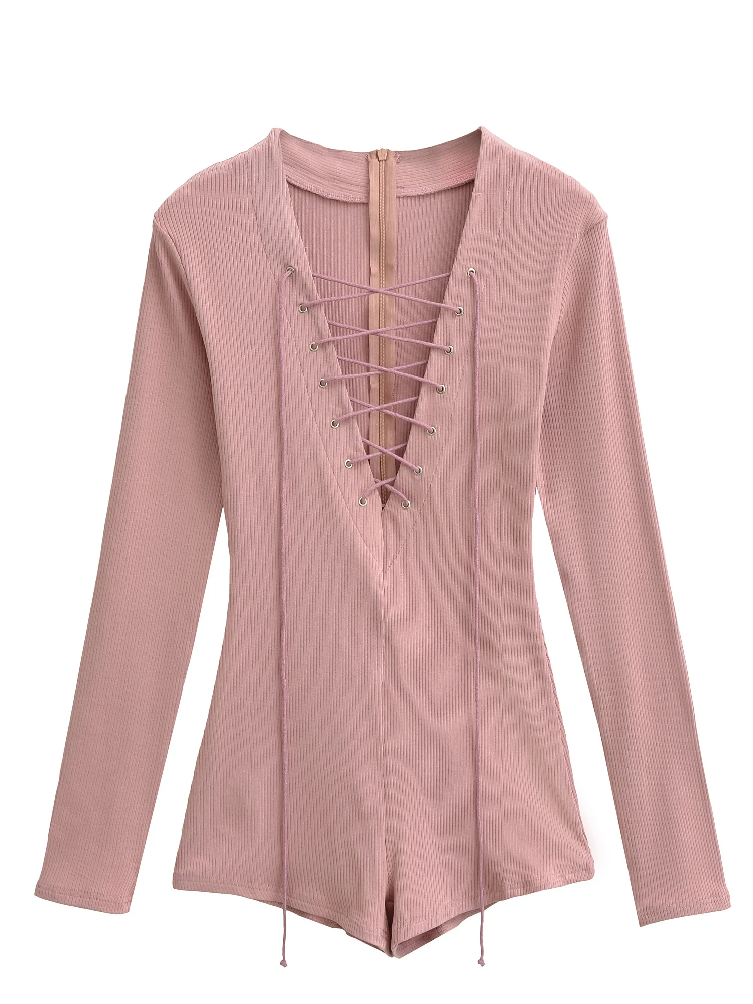 

Pure Desire Sexy Long Sve Suit Women's Spicy Waist Cinching V-Ne Strap High Waist ort Cotton Blend Suit