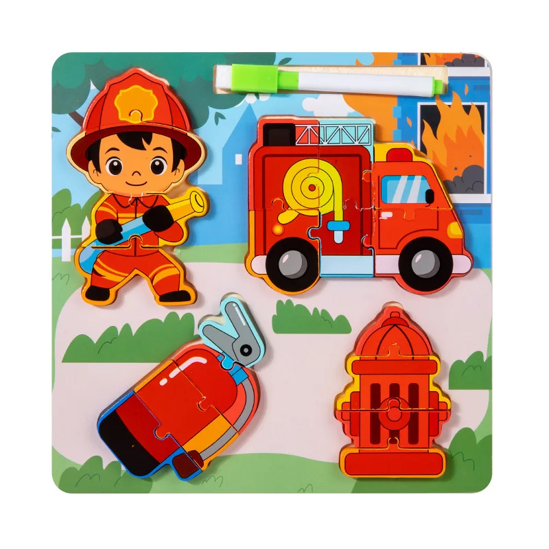 Wooden Occupation Tool 3D Puzzle Toy Children Paintable Drawing Board Montessori Early Educational Toys Fun Game Gifts For Kids