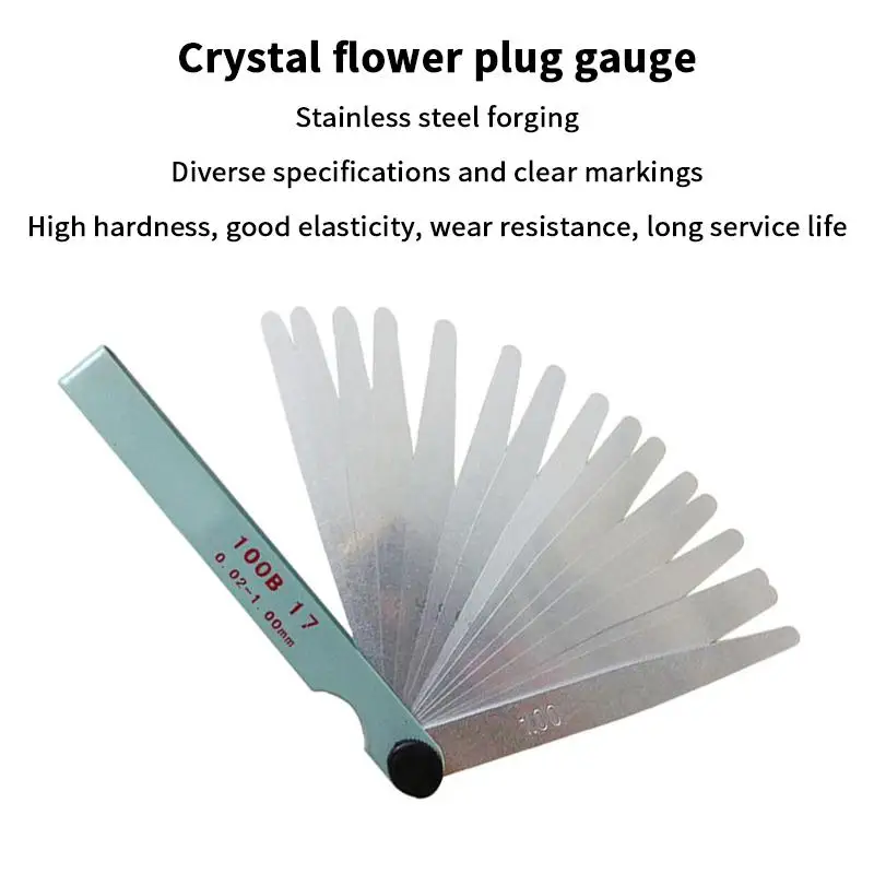 For Engine Valve Adjustment 0.02-1.00mm 14/17 Blades Feeler Gauge Metric Filler Gage Measurment Tool