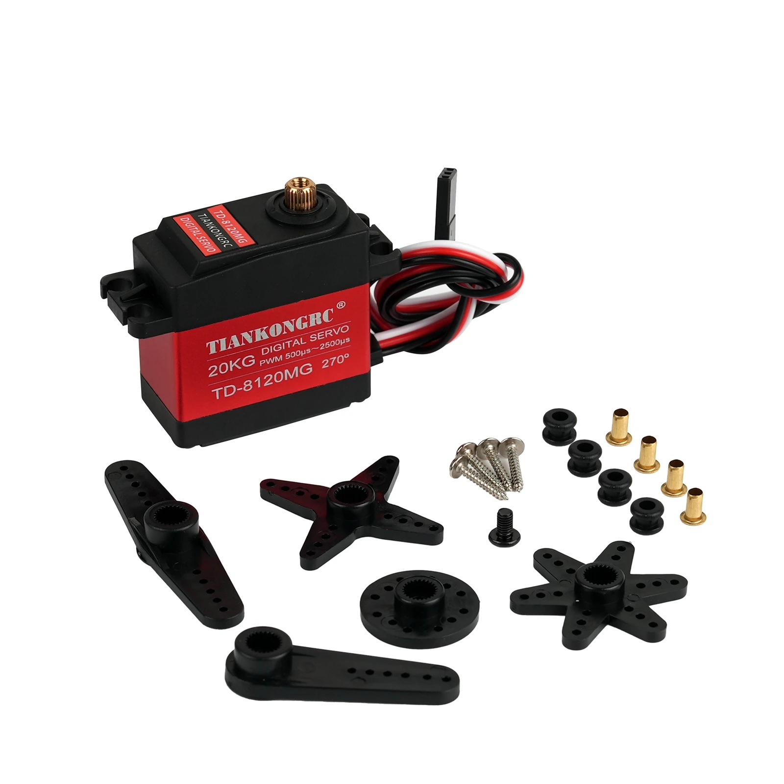 Impermeável Servo Digital para Carro RC, Metal Gear, High Torque, Controle Remoto, Modelo Veículo Toy, 180 Ângulo, 270 Ângulo, 20kg, TD-8120MG