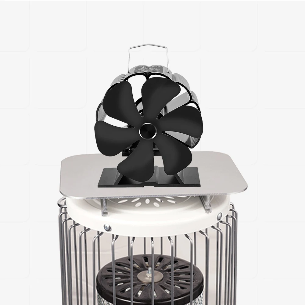 6 Blades Mini Stove Fan Heat Powered Fireplace Fan Log Wood Burner Energy Saving Quiet Eco-fan Home Efficient Heat Distribution