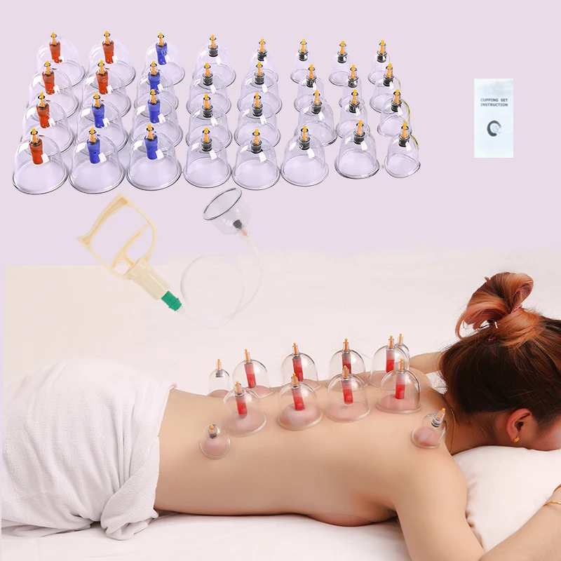 BY Massage Vacuum Cupping Therapy Set Thicker Magnetic Aspirating Cupping Cans Acupuncture Massage Suction Cup With Tube Jars