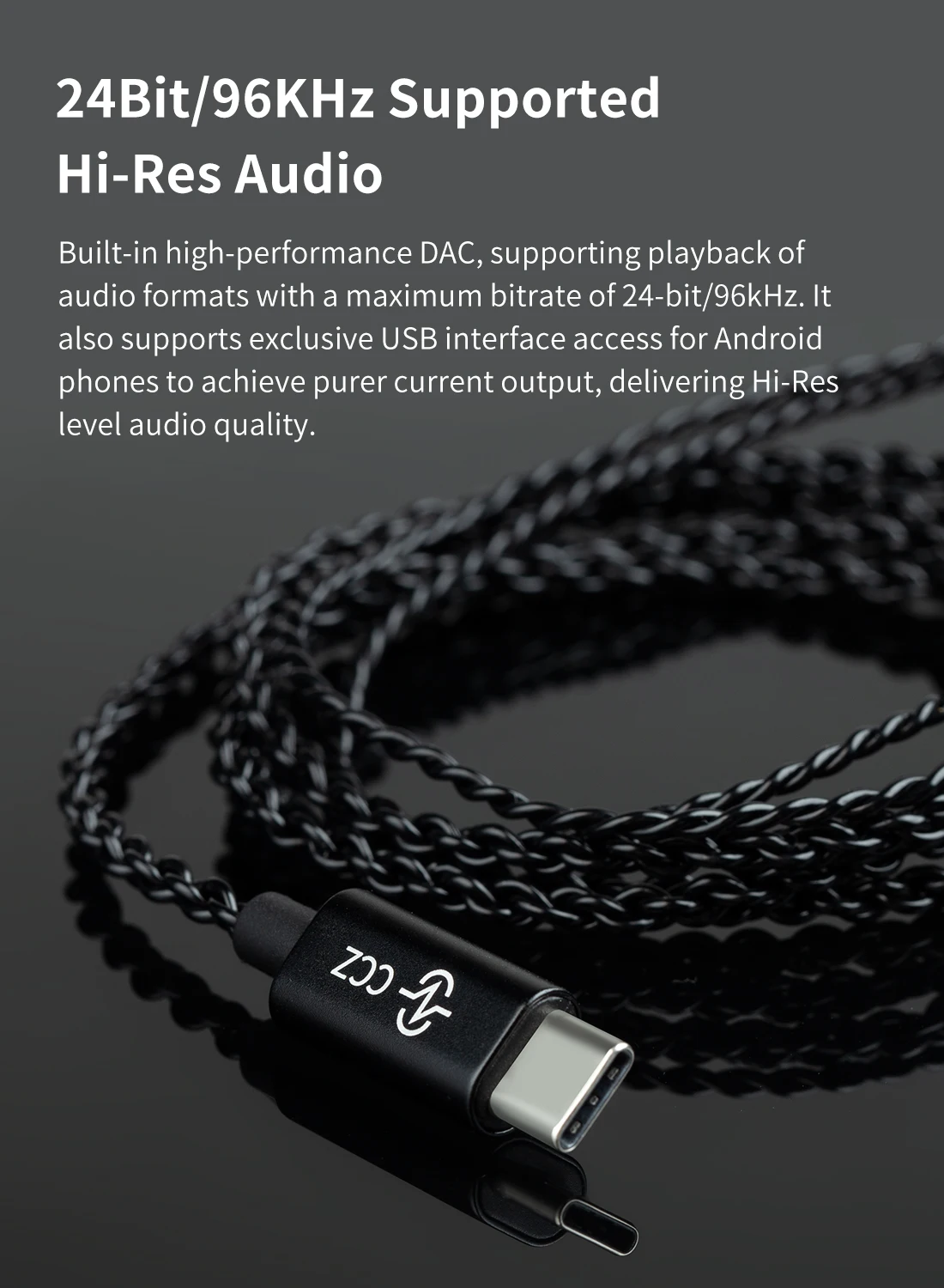 CCZ USB-C with DAC Four-core 4N OFC Cables Android/iOS/Windows/Mac/Linux 24Bit/96KHz Supported  2 pin iem cable Earphone cable