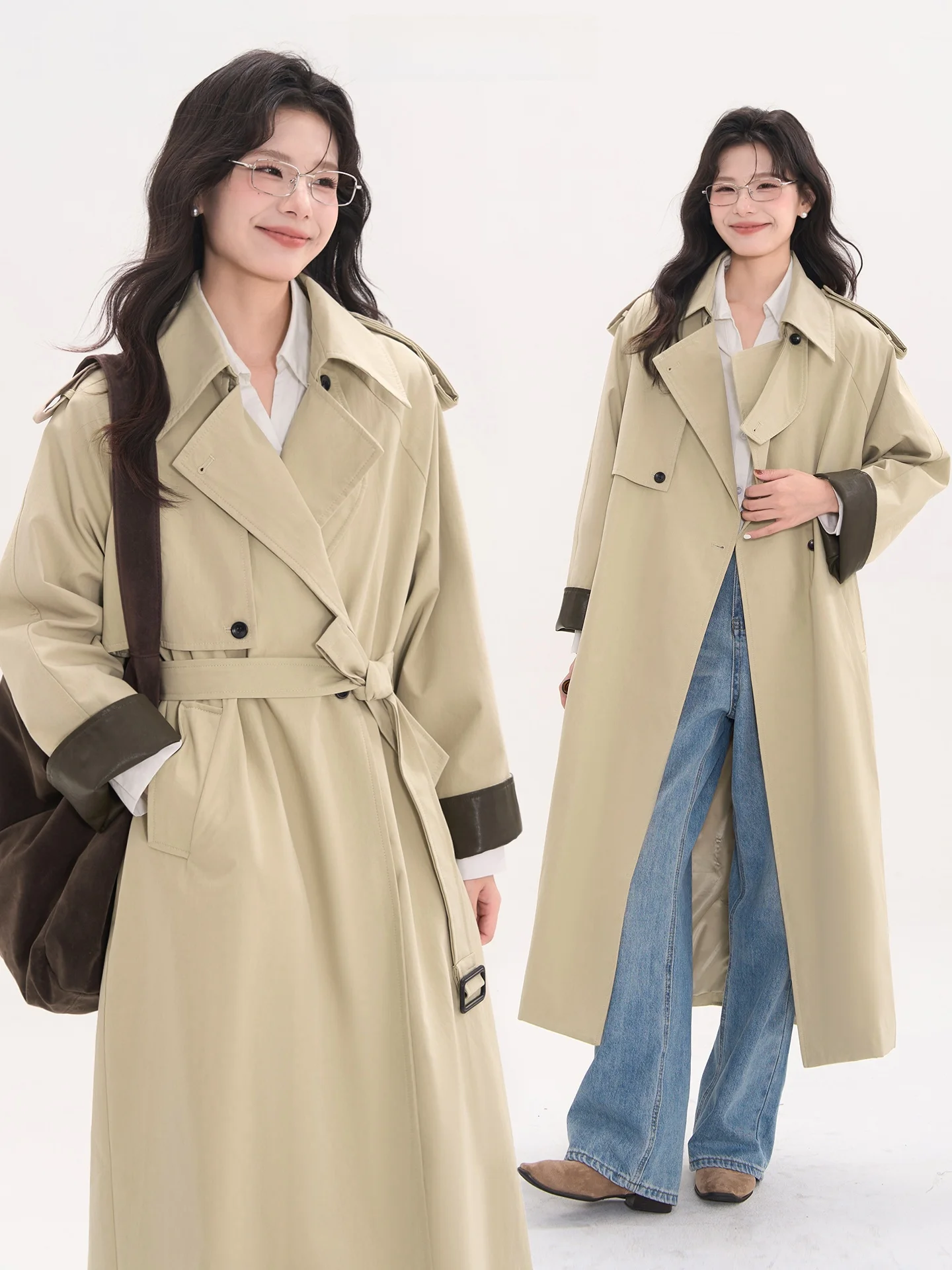 

Romantic Vintage Sle Women's Coat Window Display Flower Field Loose Fit Midi Length Turn-down Collar Windbreaker Jaet