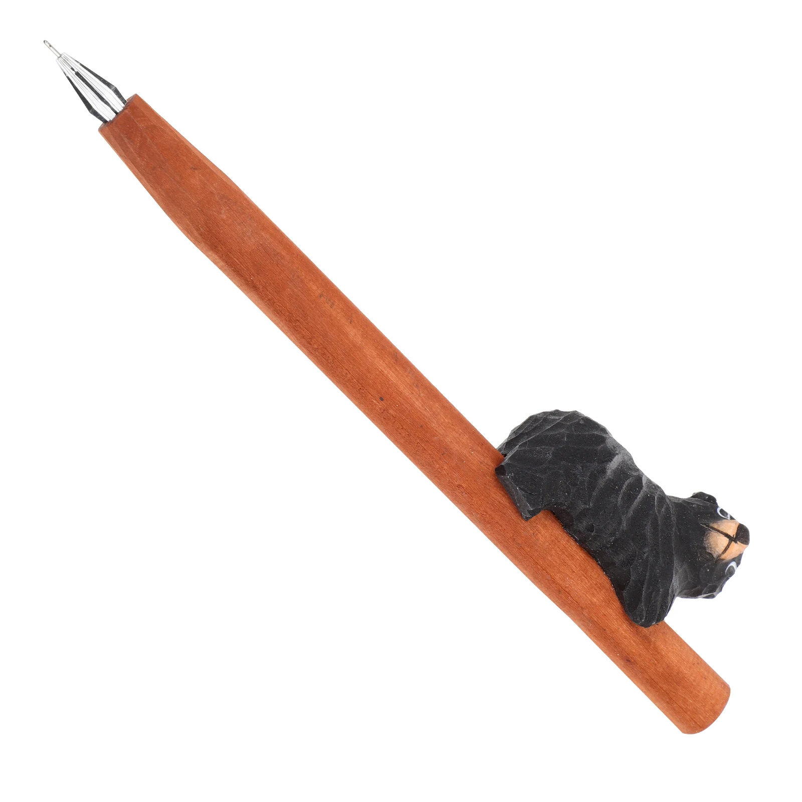 

Ballpoint Pen Black Bear Wooden Carving Student School Supplies Pens for Writing